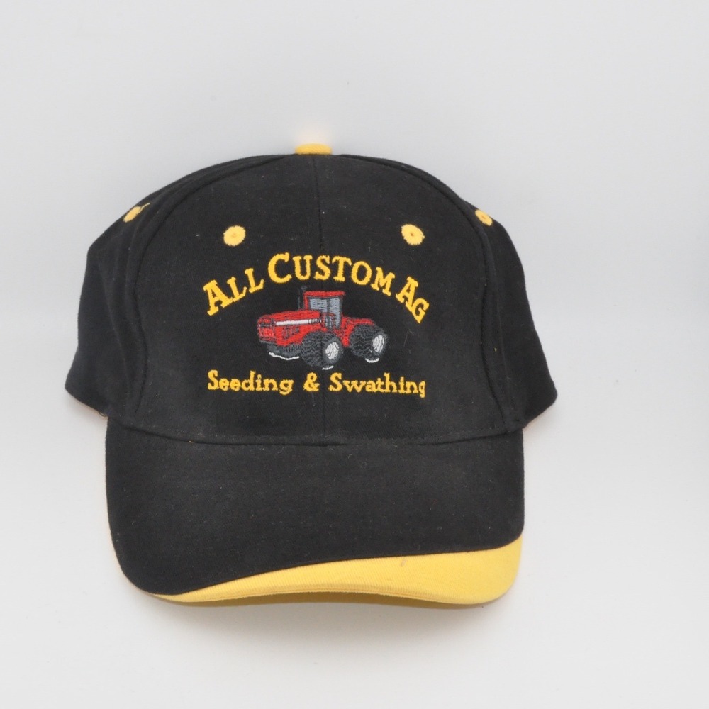 Unbranded All Custom Ag Hat OS Black Excellent Seeding Swathing Tractor Cap